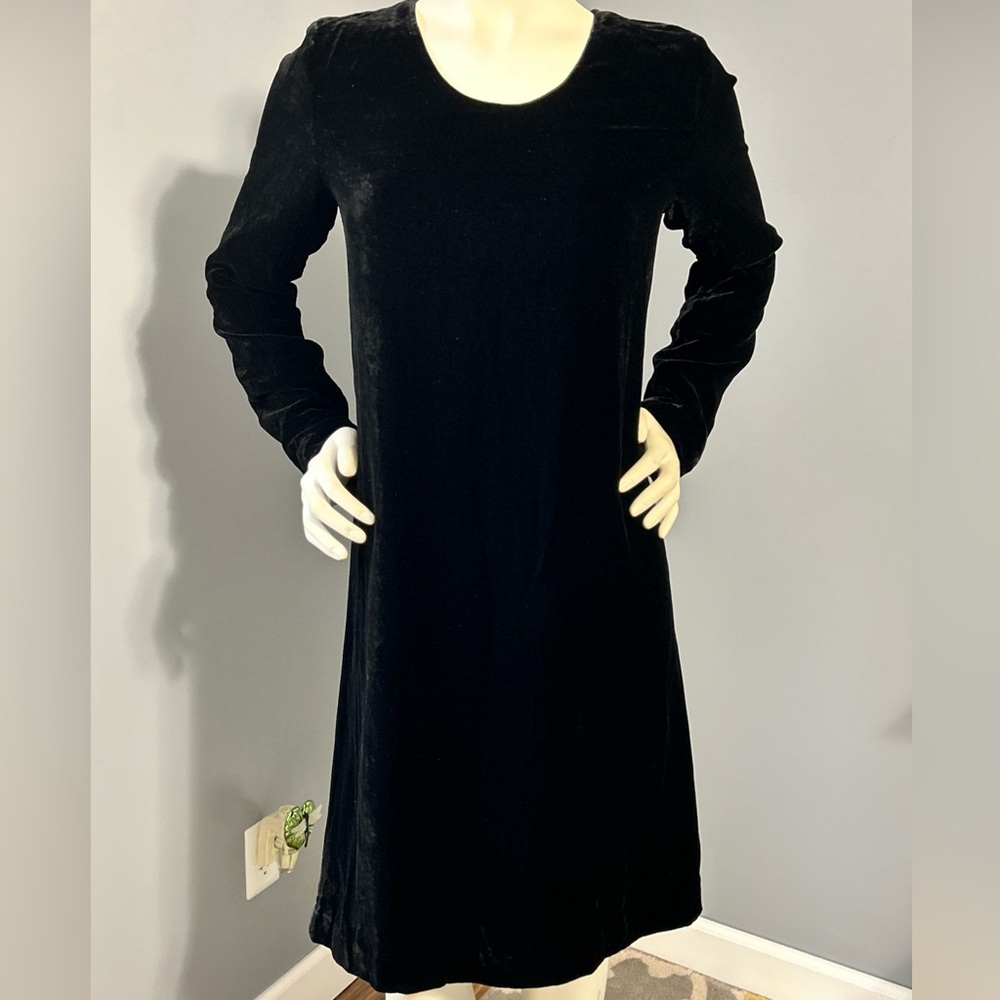 NWT J Jill Black Long Sleeve Velvet Texture Dress